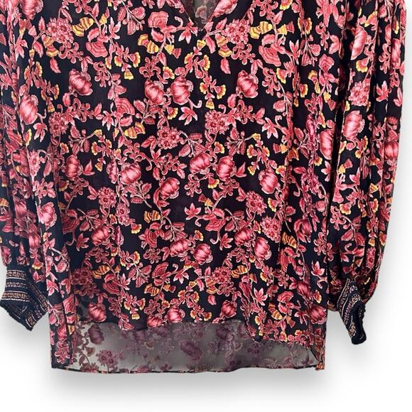 Alice + Olivia Desiree Velvet Effect Blouse Silk Blend Red Black Small Women’s - Picture 4 of 10